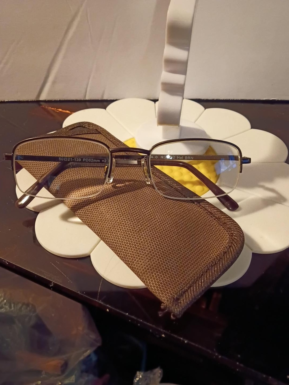 Men’s +2.75 Reading Glasses Brown Half-Rim Frames w/ Case NWOT